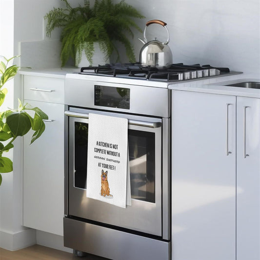 Microfiber Waffle Cartoon Dog Shepherd Dog Towel